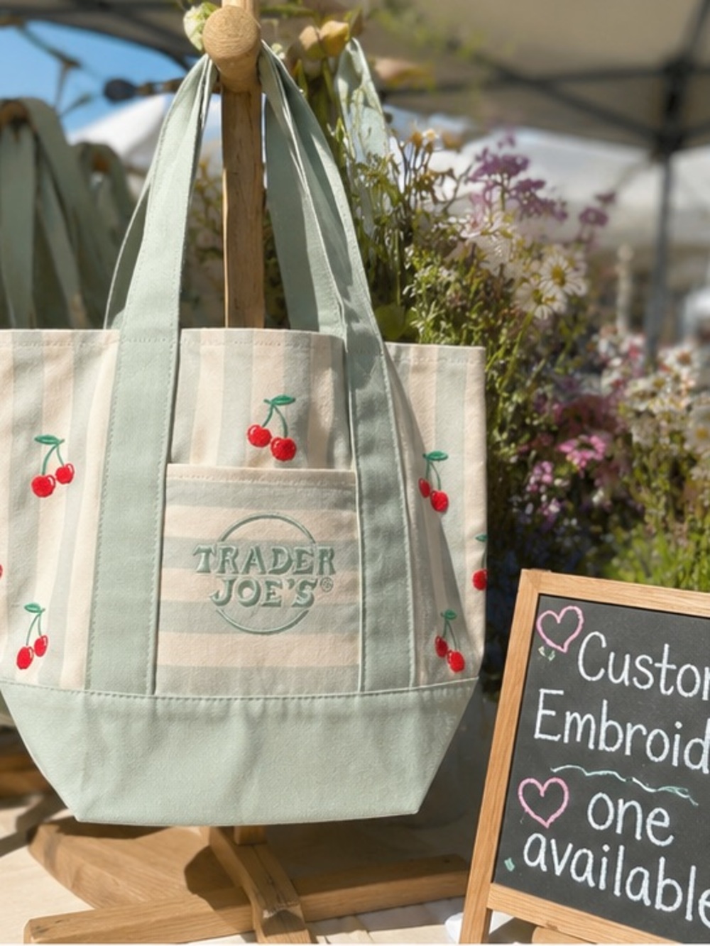 💚Trader Joe’s Mini Canvas Tote Bags with Custom Embroidery